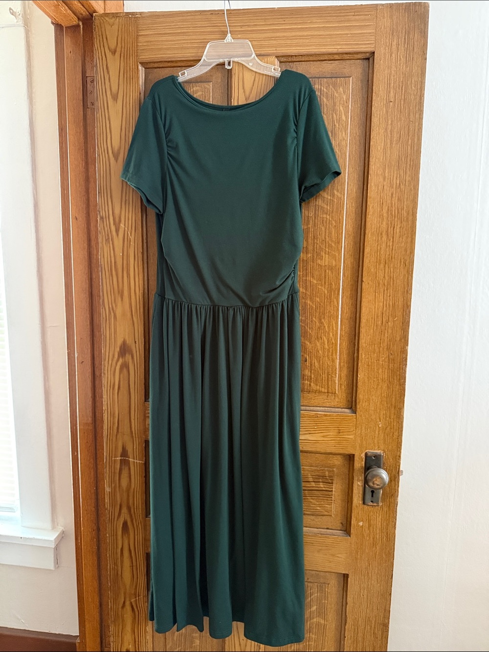 Casual Short-Sleeve Forest Green Maxi Dress